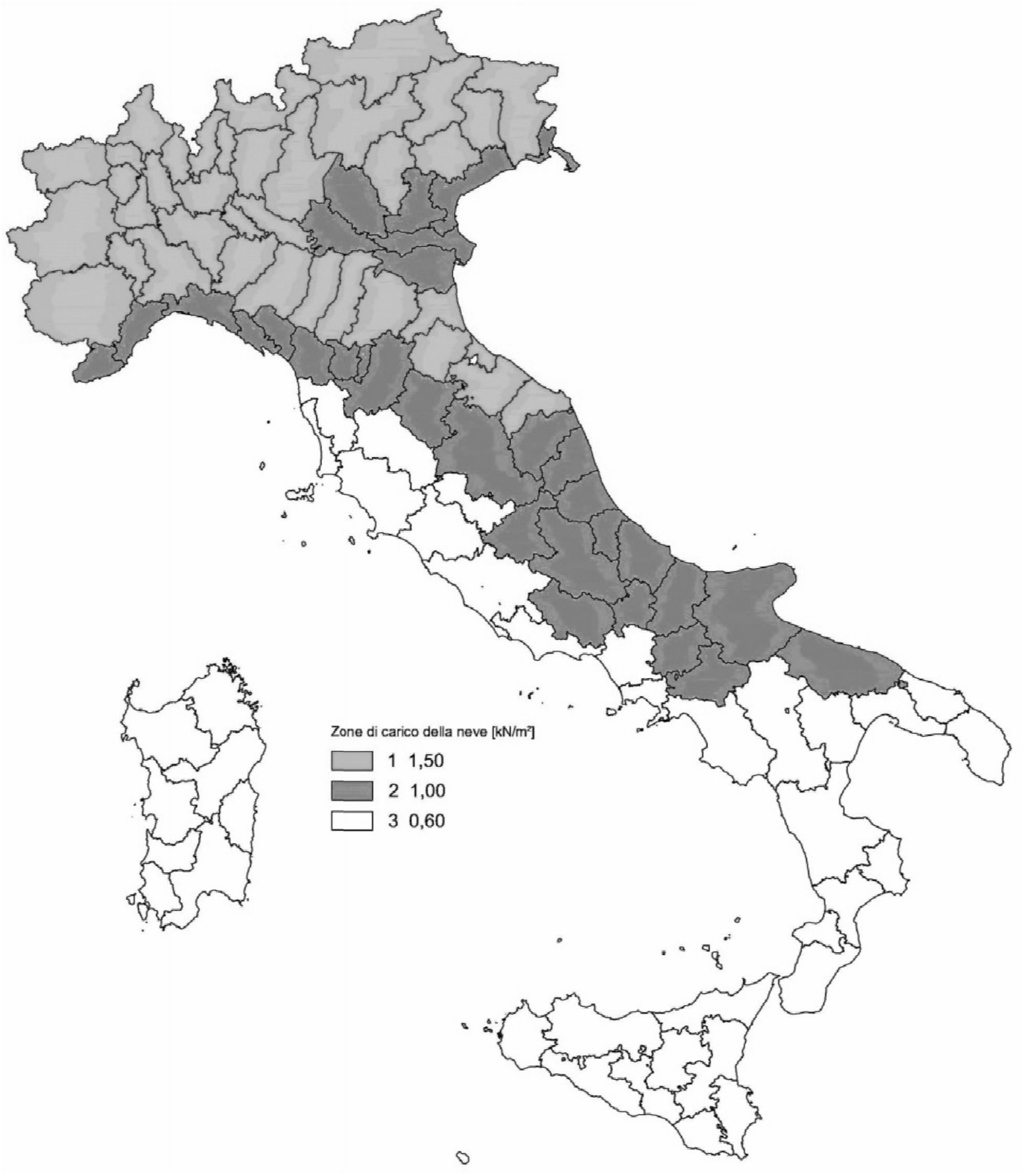 Fig. 3.4.1 - Zone di carico della neve